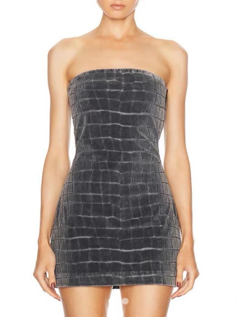 Alexandar Wang Strapless Gray Velvet Mini Dress